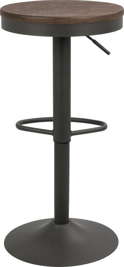 Lumisource Barstools - Dakota Industrial Adjustable Barstool in Brown and Grey - Set of 2