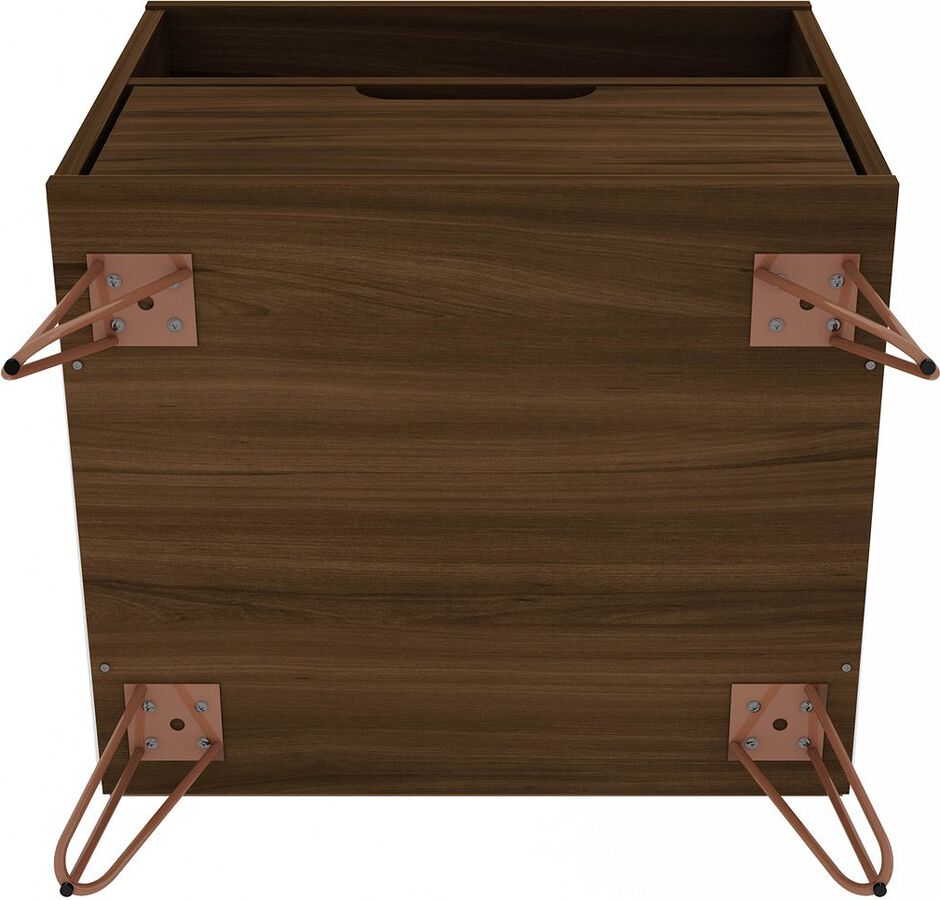 Manhattan Comfort Nightstands & Side Tables - Rockefeller 1.0 Mid-Century- Modern Nightstand with 1-Drawer in Brown