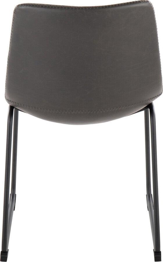 Lumisource Accent Chairs - Duke Industrial Side Chair In Black Steel & Grey Faux Leather (Set of 2)
