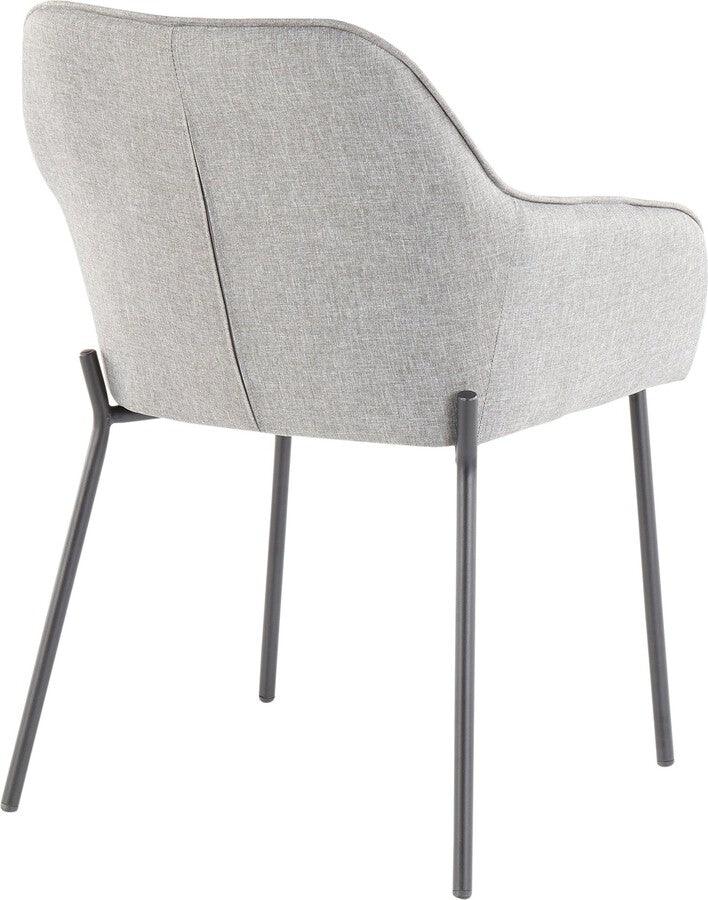 Lumisource Dining Chairs - Daniella Contemporary Dining Chair in Black Metal & Grey Fabric - Set of 2