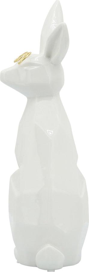 Sagebrook Home Decorative Objects - Ceramic 11"H Sideview Bunny W/ Glasses White & Gold