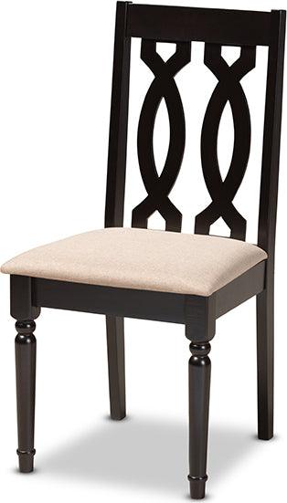 Wholesale Interiors Dining Chairs - Cherese Modern Sand Fabric Upholstered Espresso Brown Finished Wood Dining Chair Set of 4