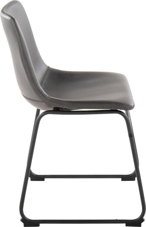 Lumisource Accent Chairs - Duke Industrial Side Chair In Black Steel & Grey Faux Leather (Set of 2)