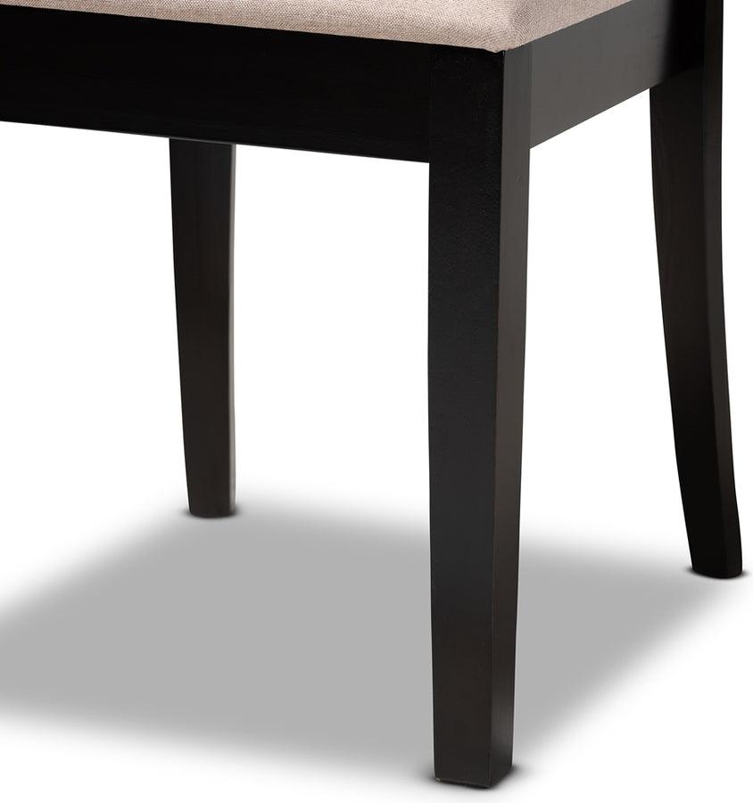 Wholesale Interiors Dining Sets - Minette Sand Fabric Upholstered Espresso Brown Finished Wood 7-Piece Dining Set