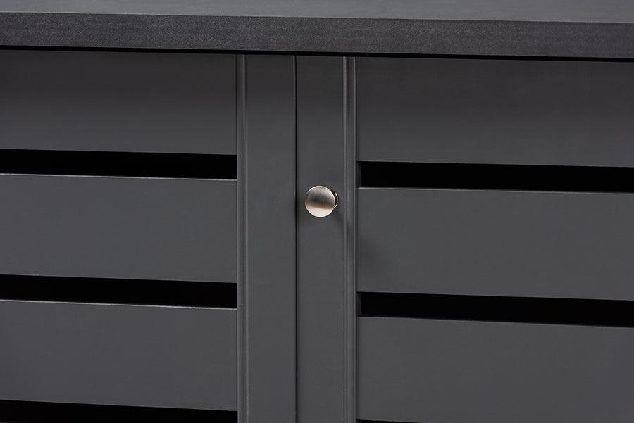 Wholesale Interiors Shoe Storage - Adalwin Modern and Contemporary Dark Gray 3-Door Wooden Entryway Shoe Storage Cabinet