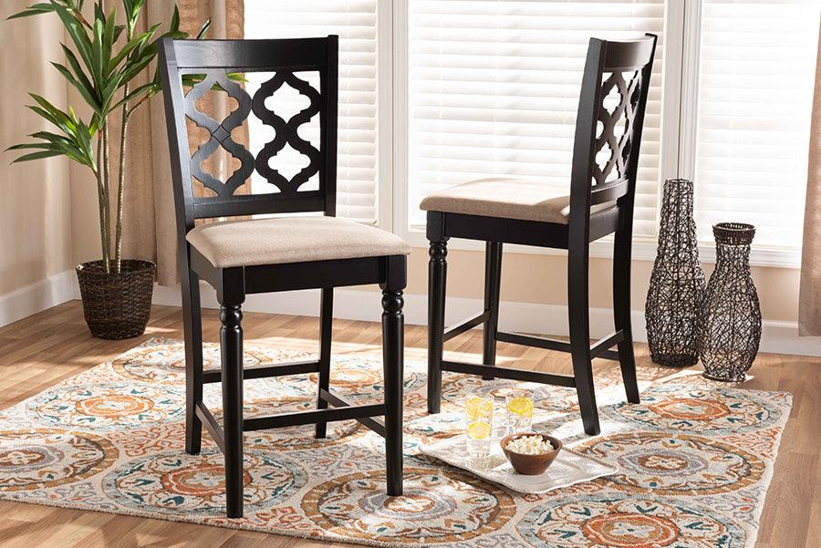 Wholesale Interiors Barstools - Ramiro Bar Stool Sand & Dark Brown (Set of 2)