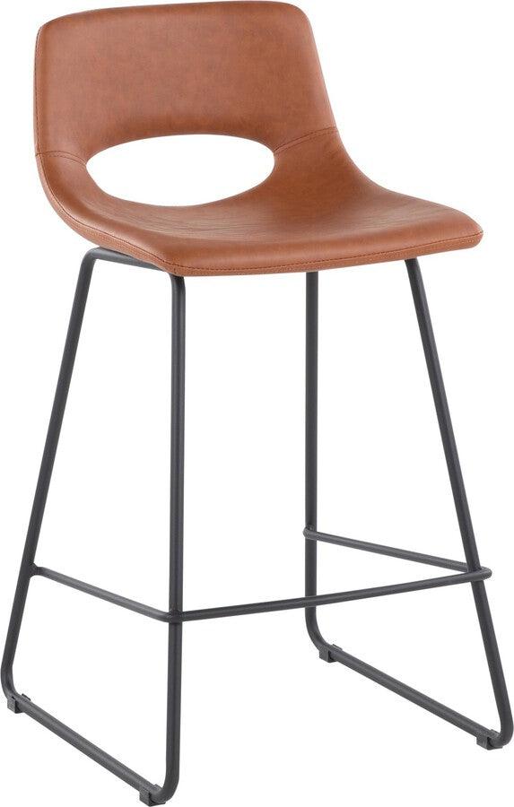 Lumisource Barstools - Robbi Counter Stool In Black Steel & Camel Faux Leather (Set of 2)
