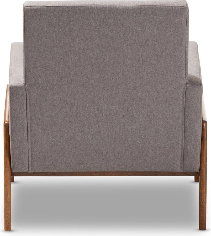 Wholesale Interiors Accent Chairs - Perris Mid-Century Modern Gray Fabric Upholstered Walnut Wood Lounge Chair