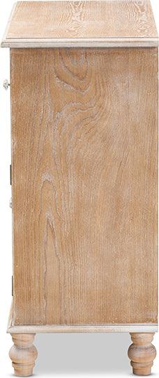 Wholesale Interiors Buffets & Cabinets - Leah Glam Farmhouse Rustic Oak Brown Mirrored 1-Drawer Quatrefoil Storage Cabinet