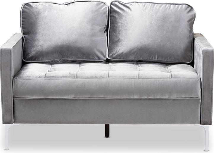 Wholesale Interiors Loveseats - Clara Velvet Loveseat Gray