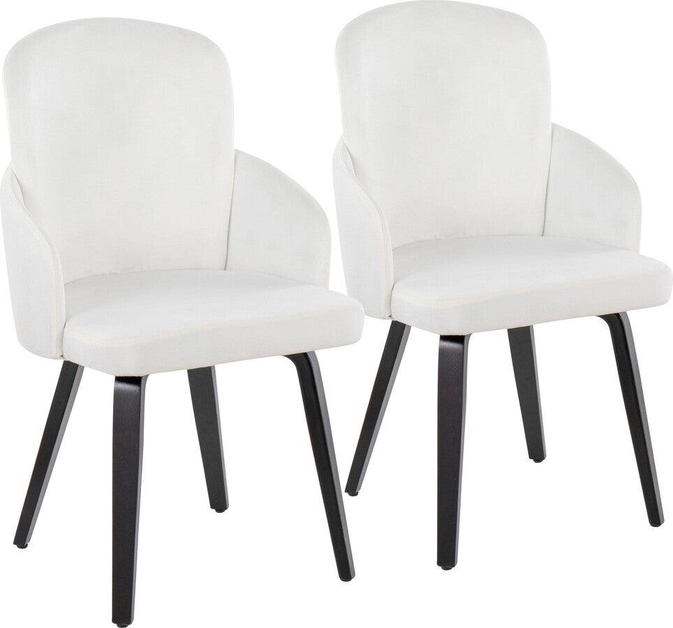 Lumisource Dining Chairs - Dahlia Contemporary Dining Chair In Black Wood & Cream Velvet With Gold Accent (Set of 2)