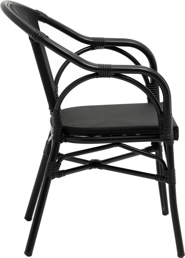 Euro Style Dining Chairs - Ivan Stacking Armchair in Black Textylene Mesh with Black Frame - Set of 2