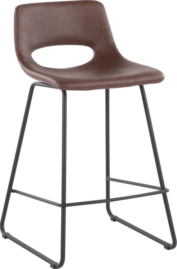 Lumisource Barstools - Robbi Counter Stool In Black Steel & Brown Faux Leather (Set of 2)