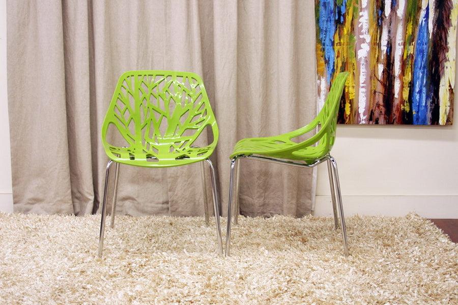 Wholesale Interiors Dining Chairs - Modern Birch Sapling Green Finished Plastic Dining Chair (Set of 2)