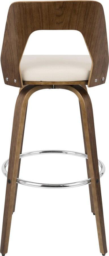 Lumisource Barstools - Trilogy 30" Fixed Height Barstool With Swivel In Walnut & Cream Faux Leather (Set of 2)