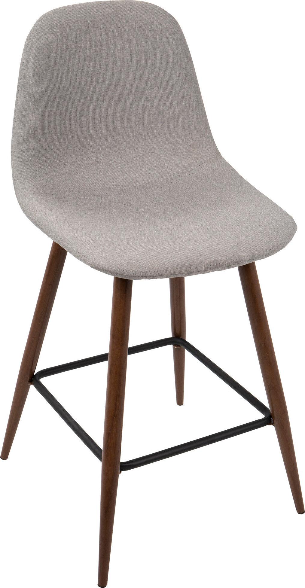 Lumisource Barstools - Pebble Counter Stool Walnut & Light Gray (Set of 2)
