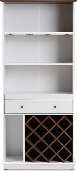Wholesale Interiors Bar Units & Wine Cabinets - Serafino Modern and Oak Finished Wood Wine Cabinet White & Walnut Brown