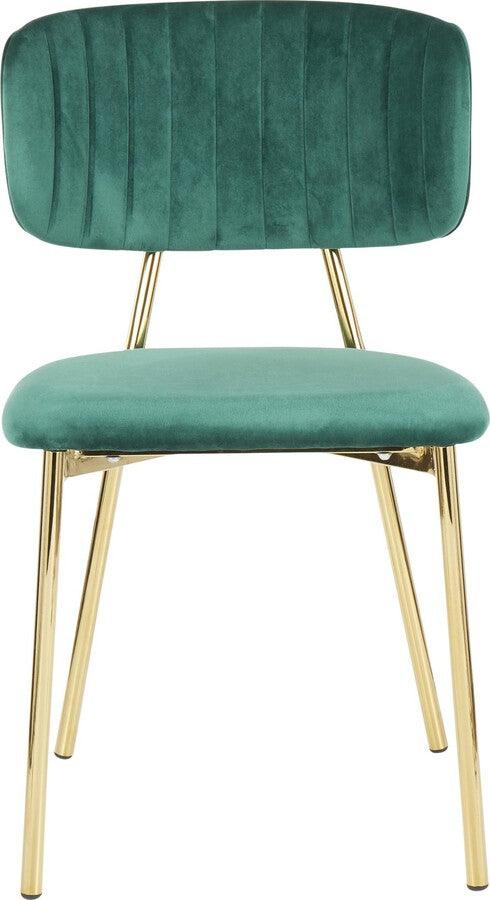 Lumisource Accent Chairs - Bouton Contemporary/Glam Chair In Gold Metal & Green Velvet (Set of 2)