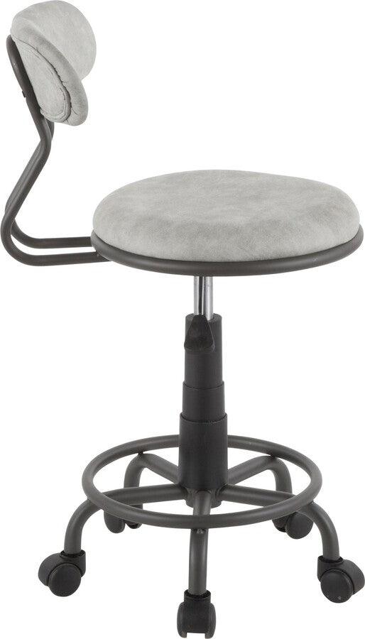 Lumisource Task Chairs - Swift Industrial Task Chair in Grey Metal and Light Grey Faux Leather