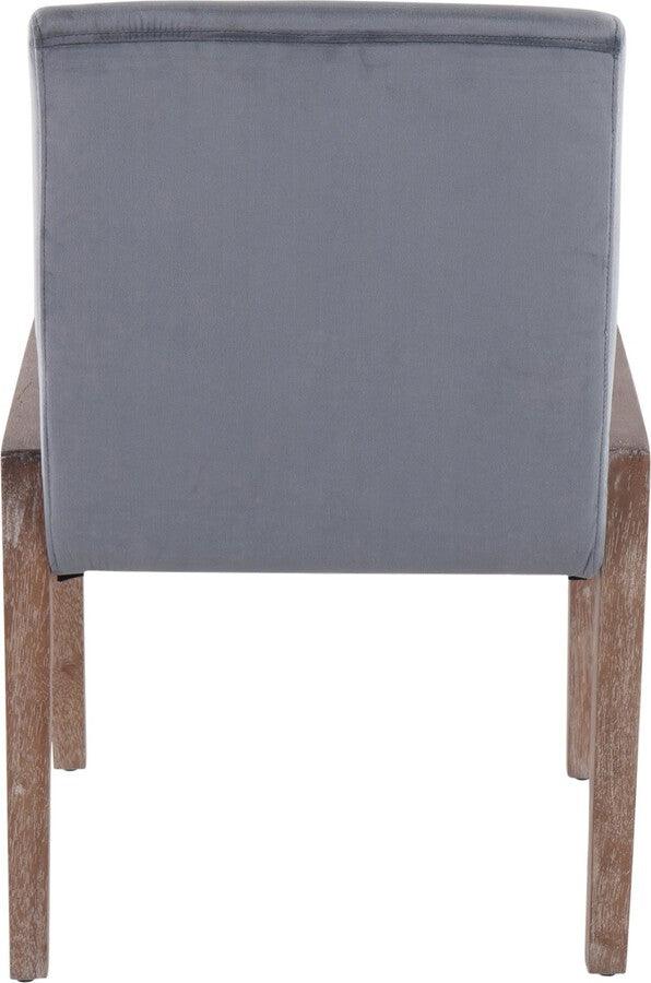 Lumisource Accent Chairs - Carmen Contemporary Chair In White Washed Wood & Crushed Blue Velvet (Set of 2)