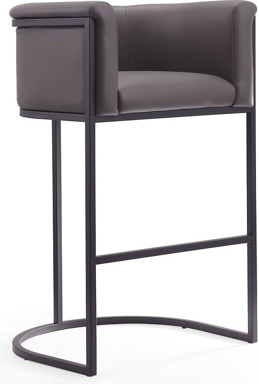Manhattan Comfort Barstools - Cosmopolitan 37.8 in. Pebble and Black Metal Barstool (Set of 3)