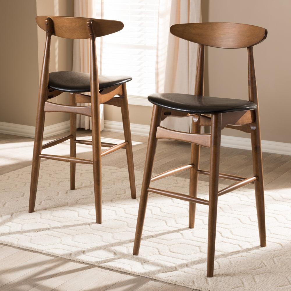 Wholesale Interiors Barstools - Flora Bar Stool Black & Walnut (Set of 2)