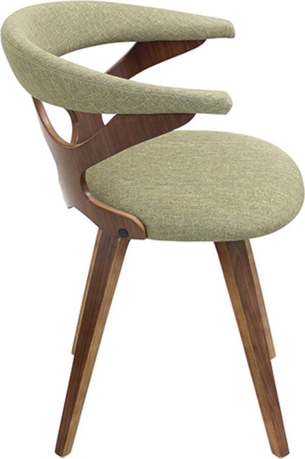 Lumisource Dining Chairs - Gardenia Dining/Accent Chair With Swivel In Walnut Wood & Green Fabric