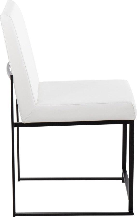 Lumisource Dining Chairs - High Back Fuji Contemporary Dining Chair in Black Steel and White Faux Leather - Set of 2