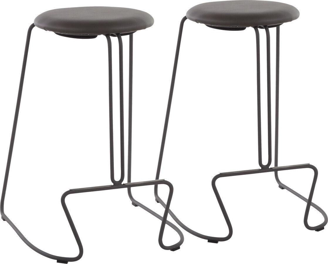 Lumisource Barstools - Finn Contemporary Counter Stool in Grey Steel and Grey Faux Leather - Set of 2