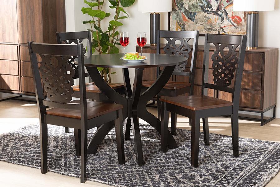Wholesale Interiors Dining Sets - Wanda Two-Tone Dark Brown and Walnut Brown Finished Wood 5-Piece Dining Set