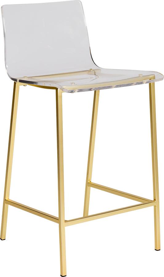 Euro Style Barstools - Chloe Counter Stool in Clear Acrylic with Matte Brushed Gold Legs - Set of 2