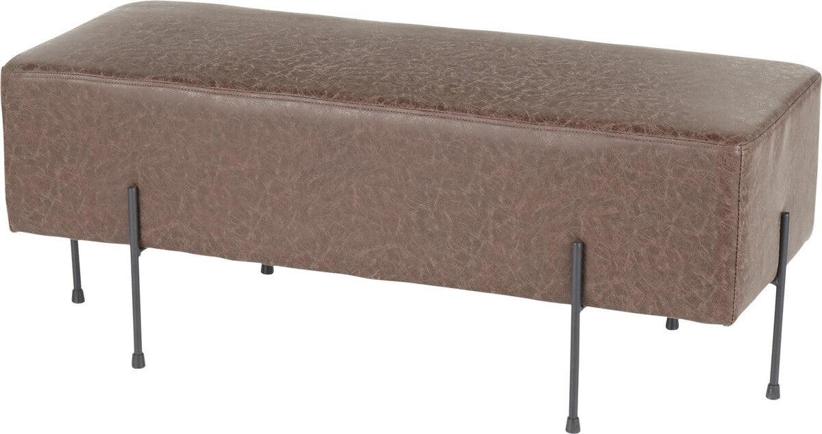 Lumisource Benches - Daniella Contemporary Bench in Black Metal and Espresso Faux Leather