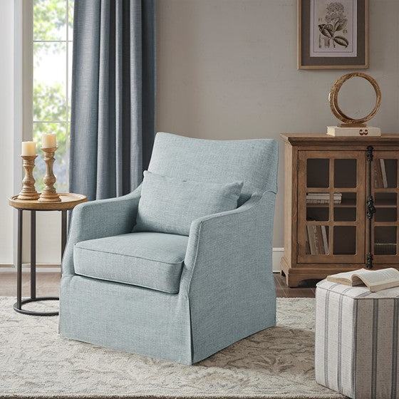 Olliix.com Accent Chairs - Skirted Swivel Chair Light Blue