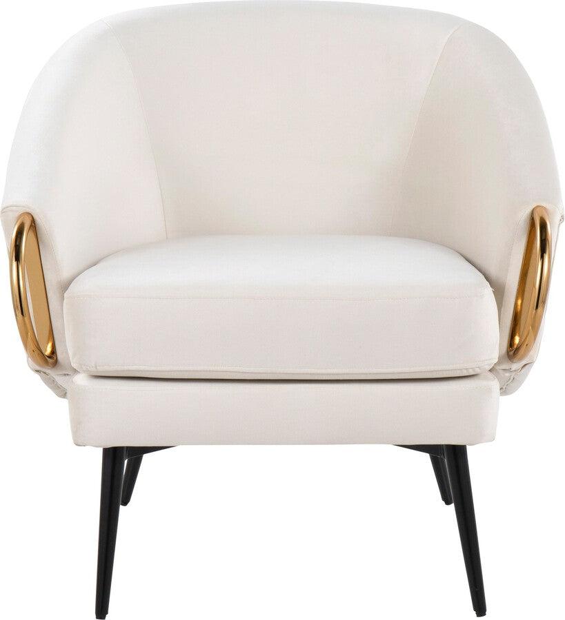 Lumisource Accent Chairs - Claire Contemporary/Glam Black Steel & Cream Velvet With Gold Steel Accents