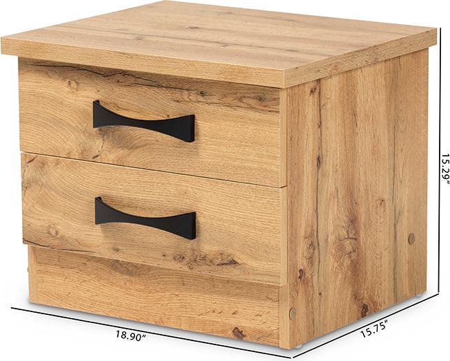 Wholesale Interiors Nightstands & Side Tables - Colburn Oak Brown Finished Wood 2-Drawer Nightstand