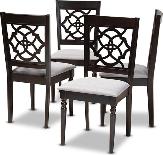 Wholesale Interiors Dining Chairs - Renaud Contemporary Grey Fabric Espresso Brown Wood Dining Chair Set of 4