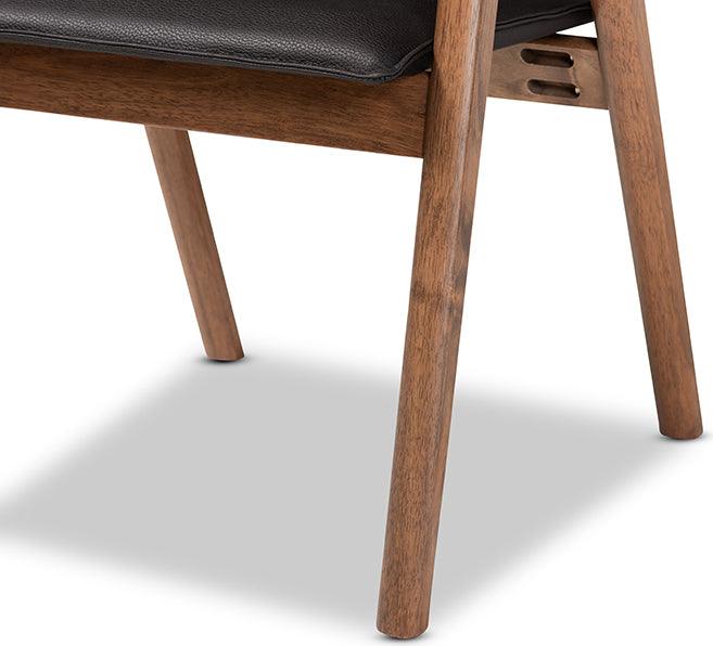 Wholesale Interiors Dining Chairs - Marcena Black Imitation Leather and Walnut Brown Finished Wood 2-Piece Dining Chair Set