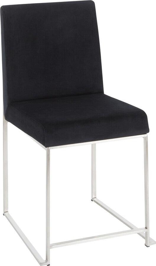 Lumisource Dining Chairs - High Back Fuji Contemporary Dining Chair in Stainless Steel and Black Velvet - Set of 2