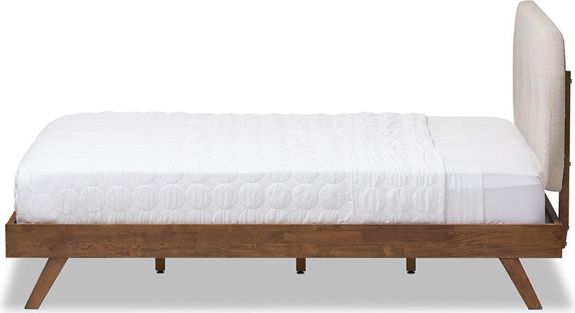 Wholesale Interiors Beds - Penelope Queen Bed Light Beige/Walnut' Brown