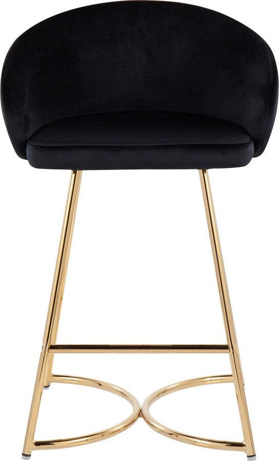 Lumisource Barstools - Cece /Glam Counter Stool In Gold Steel & Black Velvet (Set of 2)