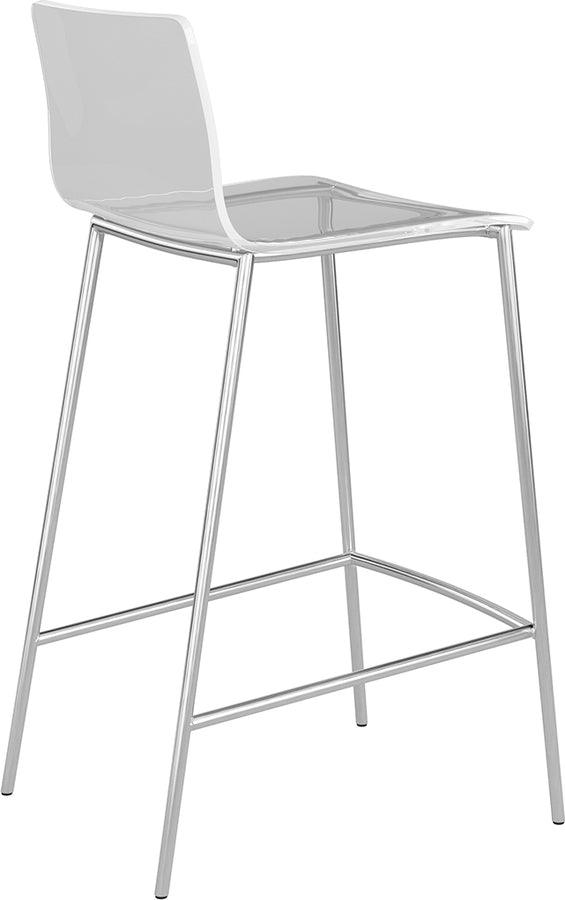 Euro Style Barstools - Cilla Counter Stool in Clear with Brushed Nickel Legs - Set of 2