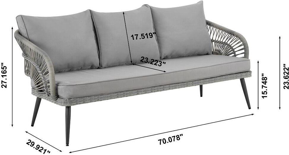 Manhattan Comfort Outdoor Conversation Sets - Riviera Patio 5- Person Conversation Set with Coffee Table with Grey Cushions