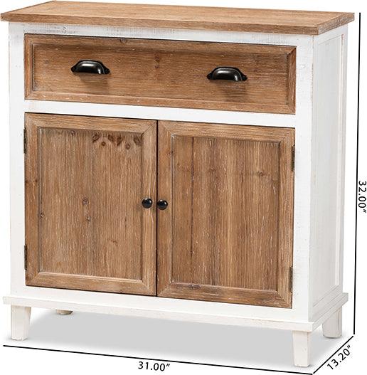 Wholesale Interiors Buffets & Cabinets - Glynn Rustic Farmhouse Weathered Two-Tone White and Oak Brown Finished Wood 2-Door Storage Cabinet