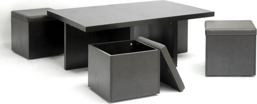 Wholesale Interiors Living Room Sets - Prescott Modern Table and Stool Set with Hidden Storage