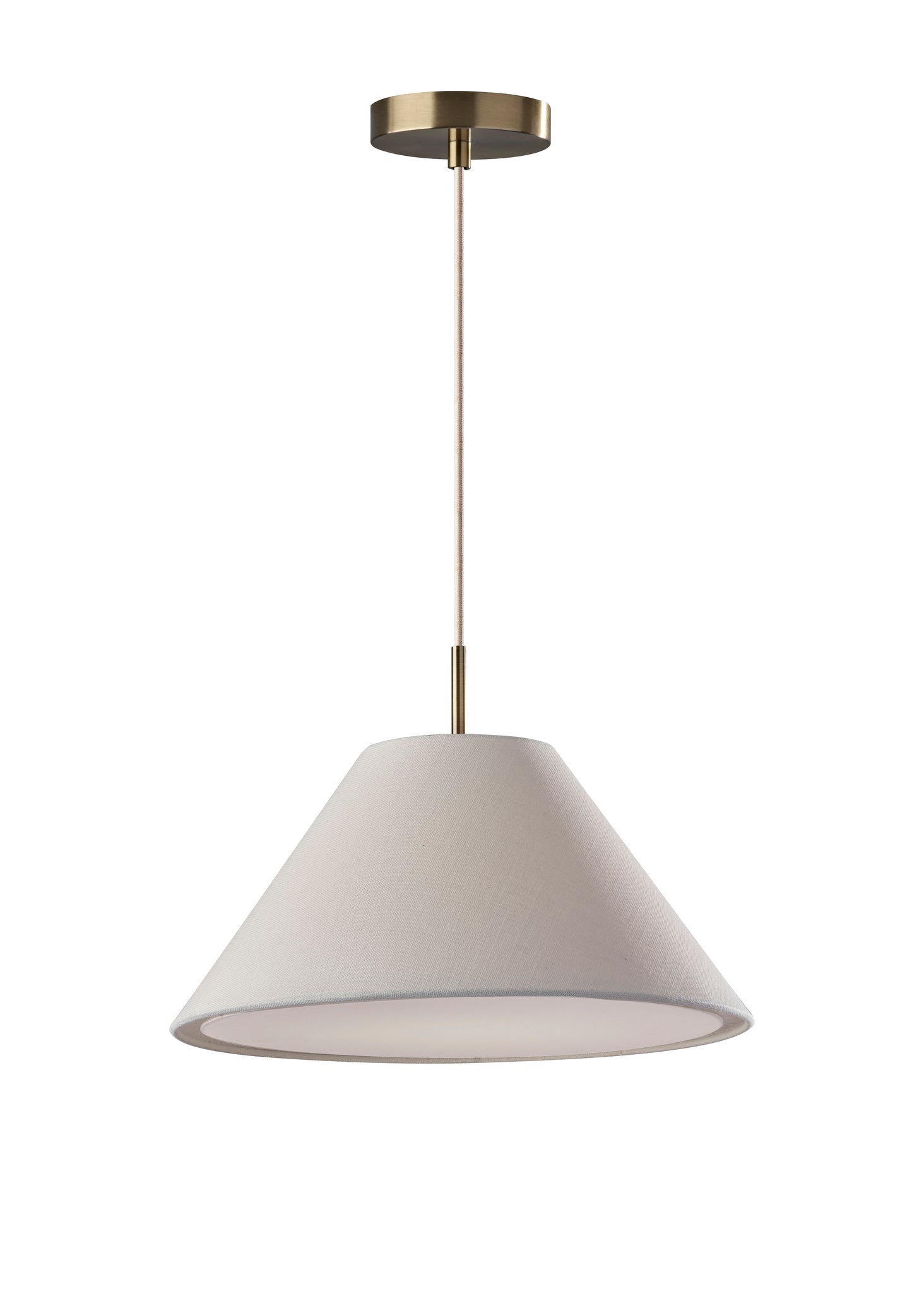 Adesso Ceiling Lamps - Hadley Pendant White Textured Fabric & Antique Brass