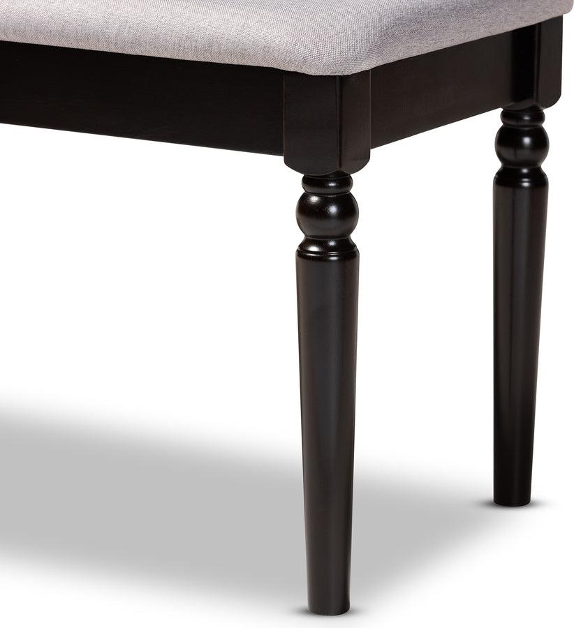 Wholesale Interiors Benches - Giovanni Modern and Contemporary Grey Fabric Upholstered and Dark Brown Finished Wood Dining Bench