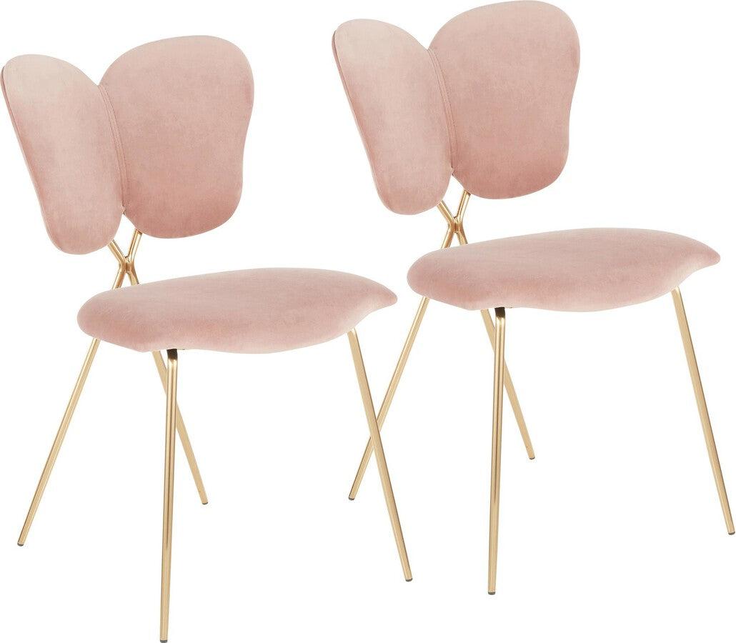 Lumisource Dining Chairs - Madeline Contemporary/Glam Chair in Gold Metal & Blush Pink Velvet - Set of 2