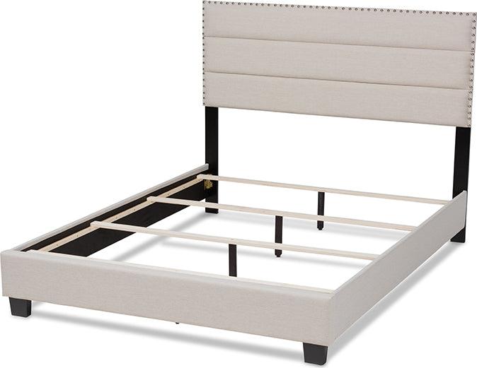 Wholesale Interiors Beds - Ansa Modern And Contemporary Beige Fabric Upholstered King Size Bed