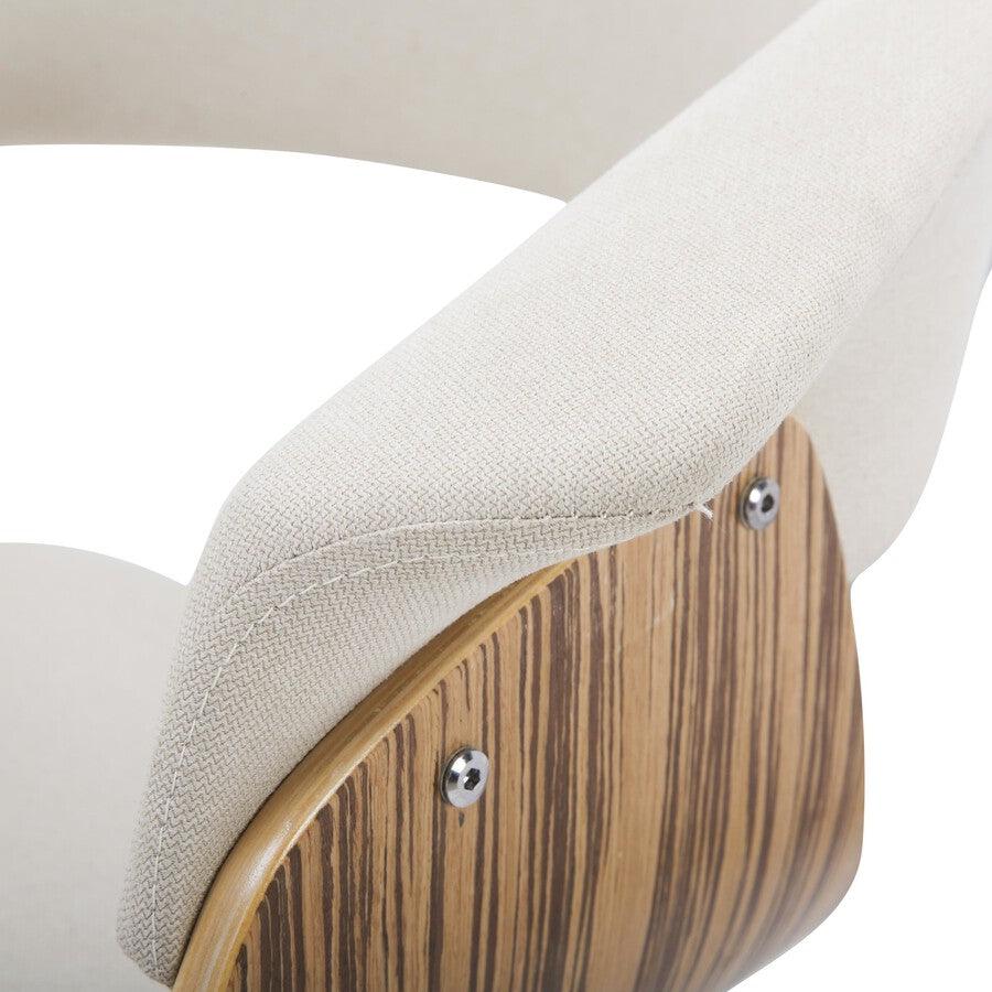 Lumisource Accent Chairs - Vintage Mod Mid-Century Modern Dining/Accent Chair in Zebra Wood and Cream Fabric