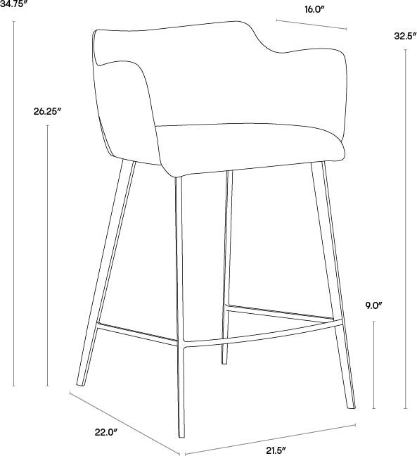 SUNPAN Barstools - Griffin Counter Stool - Town Grey / Roman Grey